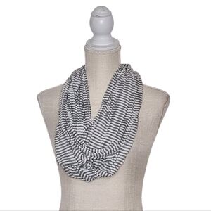 5/$15 Mark White Gray Striped Viscose Infinity Scarf